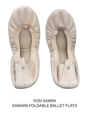 Yosi Samra Samara Foldable Ballet Flats Womens Beige Slip-On Travel Work